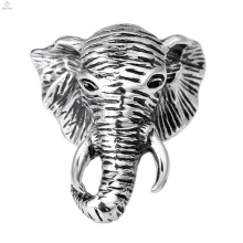 Vintage Men Custom Jewelry Personality Acero inoxidable Animal Head Elephant Ring